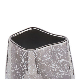 Wyld And Coco Silver Stoneware Vase 20 Cm - Asymmetrical Sculptural Design With White Speckle Finish - thumbnail 3
