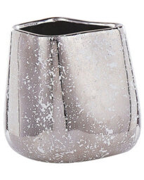 Wyld And Coco Silver Stoneware Vase 20 Cm - Asymmetrical Sculptural Design With White Speckle Finish - thumbnail 1