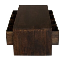 Buttercup Farm 8 Draw Coffee Table - Mango Wood - L55 X W118 X H40 Cm - Dark Finish - thumbnail 2