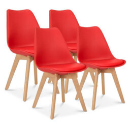 Bravich Rocco Tulip Dining Chair - Red - Set Of 4 - thumbnail 1
