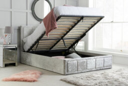 Birlea Hannover Small Double Ottoman Bed Steel Crushed Velvet - thumbnail 5