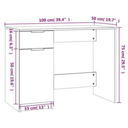 Vidaxl Desk Concrete Grey 100X50X75 Cm Engineered Wood Desks - thumbnail 9