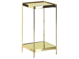 Beliani Compact Side Table 29 X 29 Cm Gold - Tempered Glass Top With Lower Shelf - thumbnail 3