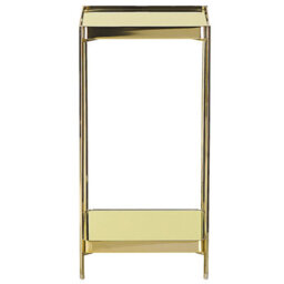 Beliani Compact Side Table 29 X 29 Cm Gold - Tempered Glass Top With Lower Shelf - thumbnail 1