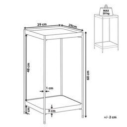 Beliani Compact Side Table 29 X 29 Cm Gold - Tempered Glass Top With Lower Shelf - thumbnail 4