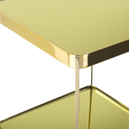Beliani Compact Side Table 29 X 29 Cm Gold - Tempered Glass Top With Lower Shelf - thumbnail 5
