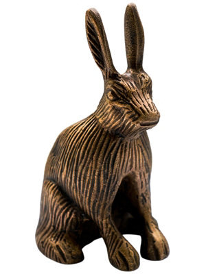 Ivyline Cast Aluminium Hare Candle Holder - Aluminium - L9.5 X W10 X H18 Cm - Antique Brass - image 1