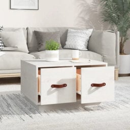 Walplus Coffee Table White 60X53X35 Cm Solid Wood Pine - thumbnail 3