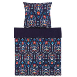 Beliani Duvet Cover Set Madrona Sateen Cotton 135 X 200 Cm Dark Blue - thumbnail 4