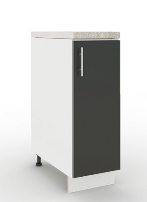 Jd Greta Adjustable Legs Kitchen Base Unit 300mm Storage Cabinet With Door Shelf 30Cm - Dark Grey Matt With Worktop - image 1