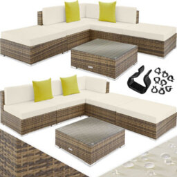 Tectake Paris Rattan Lounge Set With Aluminum Frame  - Nature
