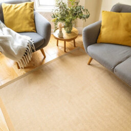 Loomed Natural Jute Beige Cotton Border Area Rug 80X150Cm - thumbnail 3