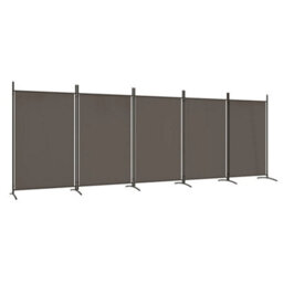 Walplus Anthracite Fabric 5-Panel Room Divider Screen 433X180 Cm - Privacy Partition - thumbnail 2