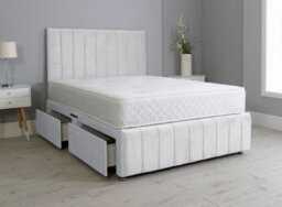 Comfy Deluxe 3Ft Single Panel White Plush Divan Bed Set Headboard & Footboard 0 Drawers - thumbnail 1