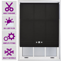 Chrome Triple Square Eyelet Daylight Roller Blind - (W)180Cm X (L)210Cm Black Blind From Furnished