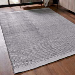 Pacific Lifestyle Outdoor Indoor Graphite And White Basket Weave Pattern Rug - thumbnail 1