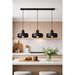 Luminosa Lighting Luminosa Velyo Bar Pendant Ceiling Light Black 3X E27 - thumbnail 3