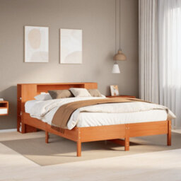 Berkfield Bookcase Bed Without Mattress Wax Brown 140X190 Cm Solid Wood Pine - thumbnail 1