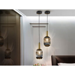 Luminosa Lighting Luminosa Norma Globe Pendant Ceiling Light Black, Brass Glass, E27 - Uk Stock - thumbnail 3