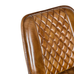 Elm Home And Garden 100% Real Genuine Leather Breakfast Kitchen Bar Stool Tan Brown With Back Rest - thumbnail 4