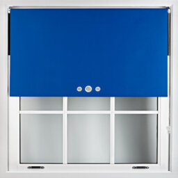 Furnished Blackout Roller Blinds With Triple Round Eyelets & Metal Fittings - Blue (W)90Cm (L)165Cm