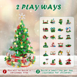 CLEFFNS Building Block Advent Calendar, 24 Days Christmas Tree Model Kit 24 Days Festive Countdown Xmas Toy Gift Box For Diy Desk Decor - thumbnail 2
