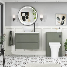 Royal Bathrooms Royal Bathroom Elmore 800mm Matt Green Wall Mounted Bathroom Vanity Unit 2 Drawer Plain White Worktop With Breeze Basin - thumbnail 5