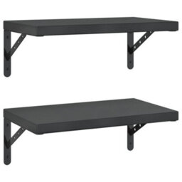 Berkfield Wall Shelves 2 Pcs 50X30 Cm Black Stainless Steel - thumbnail 2