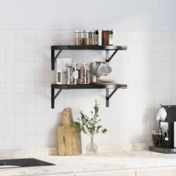 Berkfield Wall Shelves 2 Pcs 50X30 Cm Black Stainless Steel - thumbnail 3