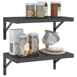 Berkfield Wall Shelves 2 Pcs 50X30 Cm Black Stainless Steel - thumbnail 4