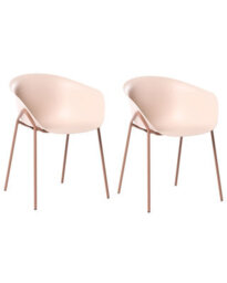 Wyld And Coco Summit Outdoor Beige Garden Chairs Set Of 2 With Black Metal Legs, All-Weather Dining Seats - thumbnail 3