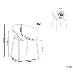 Wyld And Coco Summit Outdoor Beige Garden Chairs Set Of 2 With Black Metal Legs, All-Weather Dining Seats - thumbnail 4