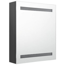 Berkfield Stylish Led Bathroom Mirror Cabinet Grey 50X14X60 Cm - thumbnail 3
