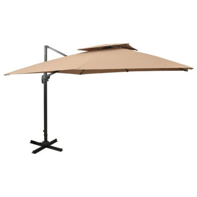 Berkfield Cantilever Umbrella With Double Top 300X300 Cm Taupe - image 1