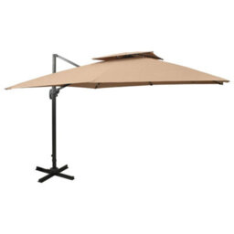 Berkfield Cantilever Umbrella With Double Top 300X300 Cm Taupe - thumbnail 1