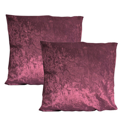 Urban Textures Pack Of 2 Crushed Velvet Cushion Covers 20 X 20 Inches Aubergine - image 1
