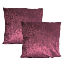 Urban Textures Pack Of 2 Crushed Velvet Cushion Covers 20 X 20 Inches Aubergine - thumbnail 1