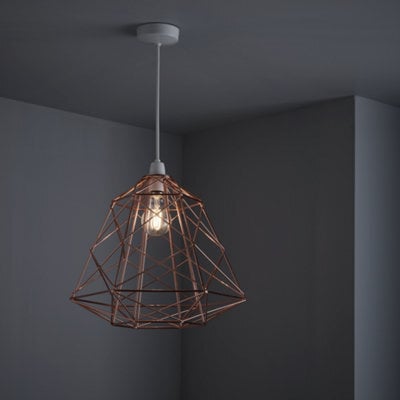 Nielsen Stratton Retro Style Copper Metal Basket Cage Ceiling Pendant, Easy Fit Light Shade, 35Cm Wide - image 1