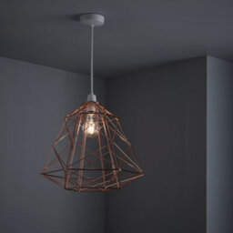 Nielsen Stratton Retro Style Copper Metal Basket Cage Ceiling Pendant, Easy Fit Light Shade, 35Cm Wide - thumbnail 1