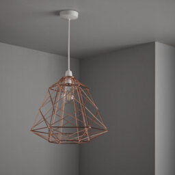 Nielsen Stratton Retro Style Copper Metal Basket Cage Ceiling Pendant, Easy Fit Light Shade, 35Cm Wide - thumbnail 2