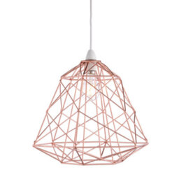 Nielsen Stratton Retro Style Copper Metal Basket Cage Ceiling Pendant, Easy Fit Light Shade, 35Cm Wide - thumbnail 3