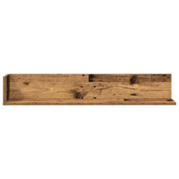 Berkfield Wall Shelves 2 Pcs Old Wood 100X16.5X16.5 Cm Engineered Wood - thumbnail 4