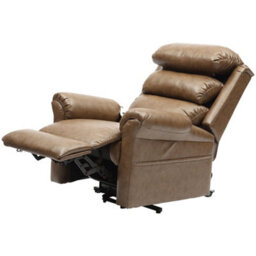 Loops Comfortable Wall Hugging Rise And Recline Lounge Chair In Nutmeg - Easy Clean Pu Leather - thumbnail 2