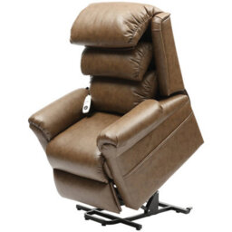 Loops Comfortable Wall Hugging Rise And Recline Lounge Chair In Nutmeg - Easy Clean Pu Leather - thumbnail 3