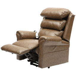 Loops Comfortable Wall Hugging Rise And Recline Lounge Chair In Nutmeg - Easy Clean Pu Leather - thumbnail 4
