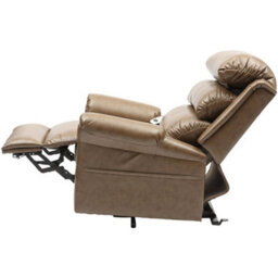 Loops Comfortable Wall Hugging Rise And Recline Lounge Chair In Nutmeg - Easy Clean Pu Leather - thumbnail 5