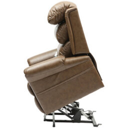 Loops Comfortable Wall Hugging Rise And Recline Lounge Chair In Nutmeg - Easy Clean Pu Leather - thumbnail 6