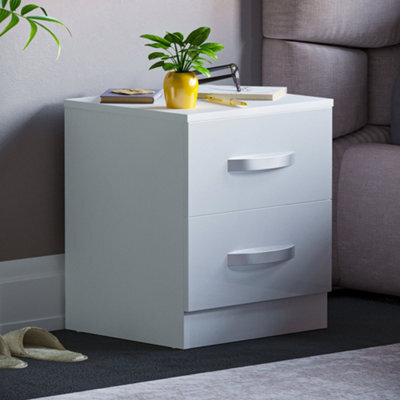 Lassic Vida Designs Hulio White 2 Drawer Bedside Cabinet (H)470mm (W)400mm (D)360mm - image 1