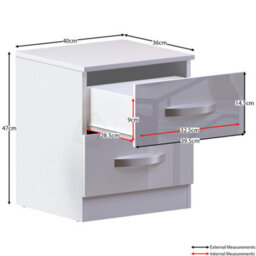 Lassic Vida Designs Hulio White 2 Drawer Bedside Cabinet (H)470mm (W)400mm (D)360mm - thumbnail 2