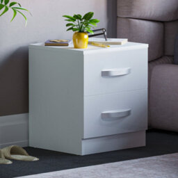 Lassic Vida Designs Hulio White 2 Drawer Bedside Cabinet (H)470mm (W)400mm (D)360mm - thumbnail 1